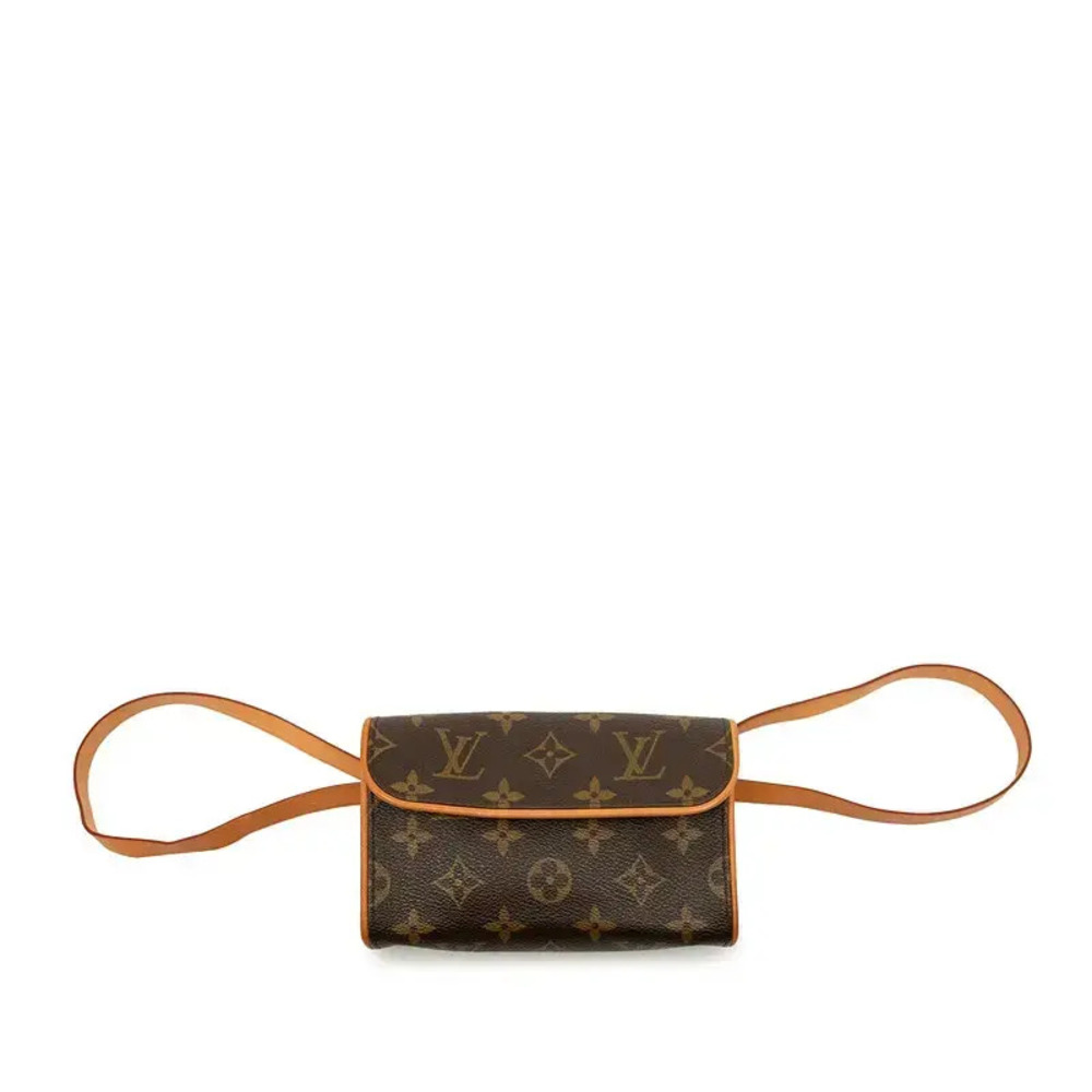 Louis Vuitton Monogram Florentine Pochette Bag Waist Leather Shoulder Bag Brown